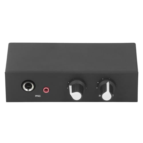 Stereo Sound Preamplifier, Professional Mic Headphone Amp Phono Turntable Phonograph Preamp with Independent Volume Control for Home Studio and Desktop Audio Systems Black