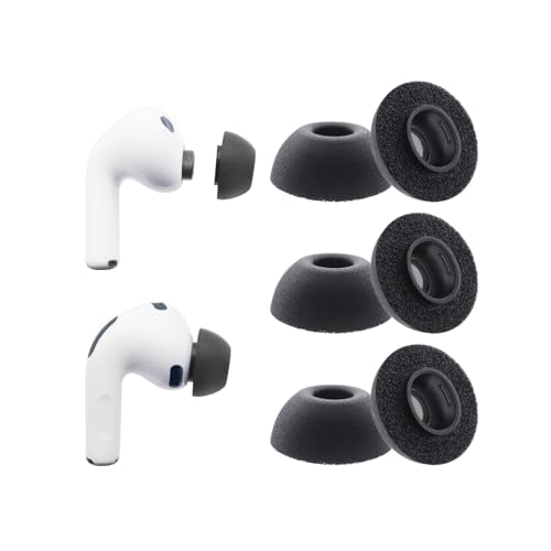 Klowcok Replacement Foam Ear Tips for AirPods Pro 3 Earbuds, Large | Memory Foam Tips Compatible with AirPods Pro 3rd Generation 2025, Fit in The Charging Case, 3 Pairs, Black - size: Large