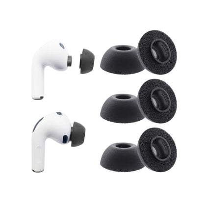 Klowcok Replacement Foam Ear Tips for AirPods Pro 3 Earbuds, Large | Memory Foam Tips Compatible with AirPods Pro 3rd Generation 2025, Fit in The Charging Case, 3 Pairs, Black - size: Large