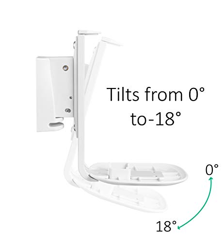 ynVISION.DESIGN Wall Mount for Sonos One, One SL, Play:1, 2 Pack, White | Tilt 18° and swivel right or left 45°, cable management, hardware included for drywall, brick, and wood stud walls - color: White