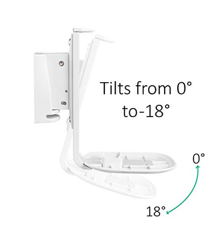 ynVISION.DESIGN Wall Mount for Sonos One, One SL, Play:1, 2 Pack, White | Tilt 18° and swivel right or left 45°, cable management, hardware included for drywall, brick, and wood stud walls - color: White