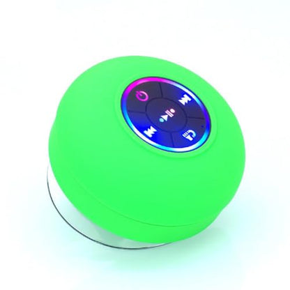 Mini Bluetooth Shower Speaker Green, Silicone Suction Cup Portable Speaker with LED Lights, IPX4 Waterproof, Built in Mic, for Bathroom Kitchen Outdoors, Ideal Gifts (Green) - color: Green