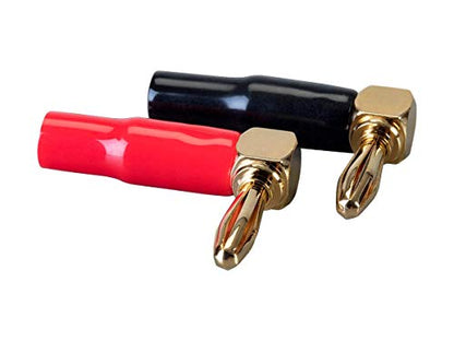 Monoprice 10 Pair Right Angle 24k Gold Plated Banana Speaker Wire Cable Screw Plug Connectors (121915) Black/Red - style: 10 Pack