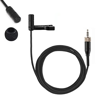 Lavalier Microphone Lapel Mic Compatible with Sennheiser Bodypack | Omnidirectional Condenser Clip On Microphone for Wireless Transmitter System 3.5mm Stereo Female Screw Plug with Clip & Cap
