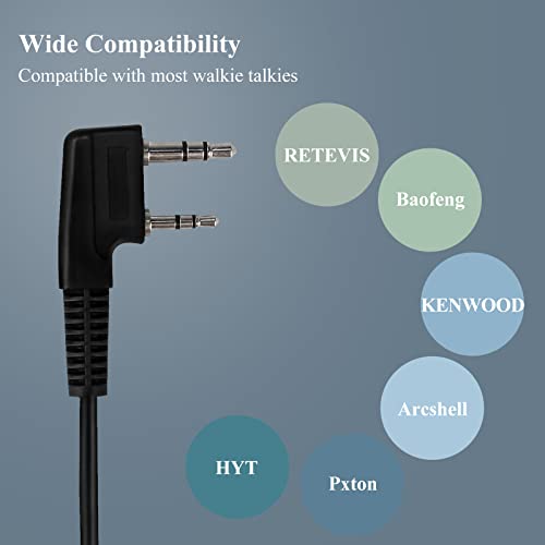 Retevis Hands Free Two Way Radio Headset with Mic, for RT22/RT68/RT21/H777/RT27 | VOX, Coil, G-Type Earhook, Compatible with Pxton, Baofeng BF-888S, Kenwood Walkie Talkie, Walkie Talkie Earpiece(1 Pack)