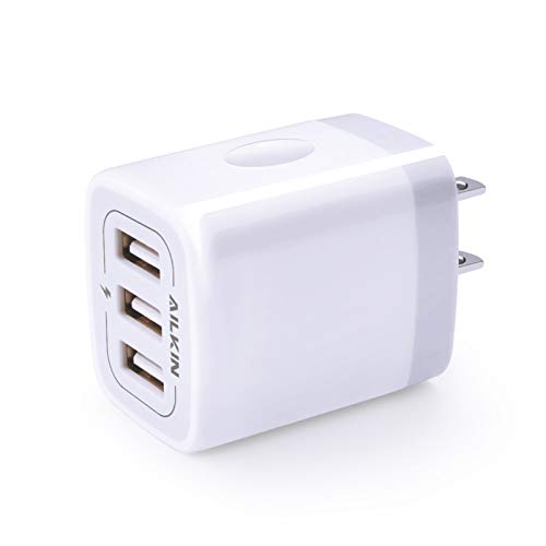 USB Charger Cube Wall Charger Plug AILKIN 3.1A 3 Muti Port USB Adapter Plug | USB Charging Station Box Base for iPhone 17 16 15 14 13 12 Pro Max Mini SE 11 Pro Max Samsung Phones Charging Block - color: Wall Charger White