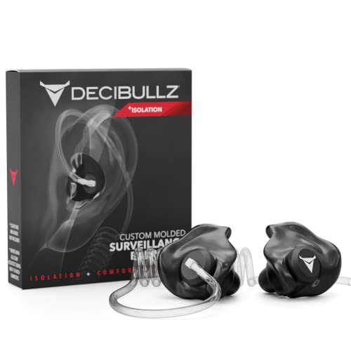 Decibullz Custom Molded Security Radio Surveillance Earpiece Set, Thermo-Fit Designed for Clear Acoustic Tube Radios, Isolation - style: Isolation Earpieces