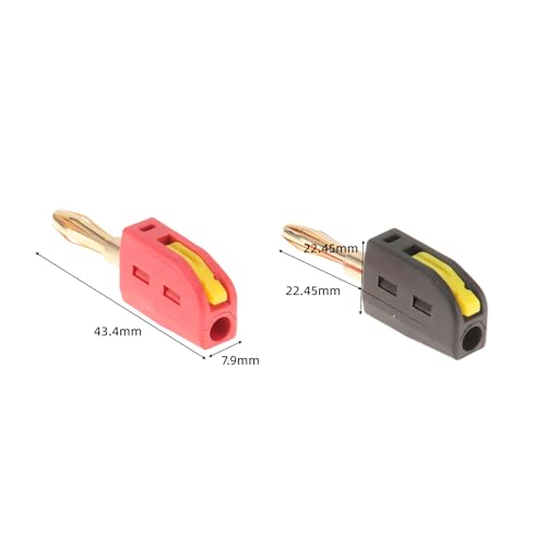 10PCS 4mm Banana Plug, 32A 250V Insulated Gold Plated Speaker Wire Banana Plugs Connectors, Banana Socke for Speaker Wire, Home Theater, Amplifiers and Sound Systems, 12-24AWG, Quick Connect