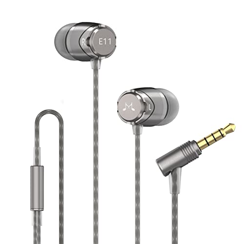 SoundMAGIC E11 Wired Earbuds, No Mic, Hi-Fi Stereo, 3.5mm Jack, Gunmetal | Balanced accurate sound, rich bass, full aluminium housing, silver-plated cable, comfortable fit