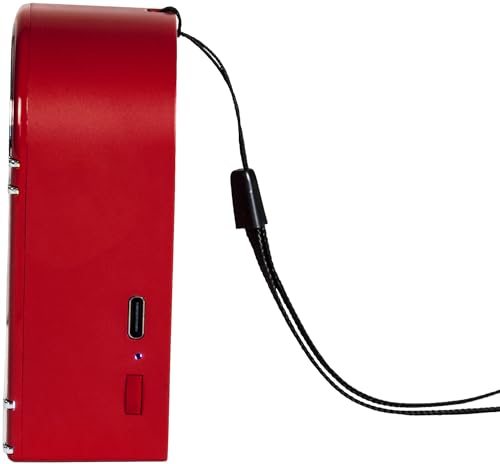 Crosley CR3046A-RE Mini Jukebox Portable Bluetooth Speaker, Red | Bluetooth In, 5 Color-Changing Light Modes, LED Lights Sync with Music, Rechargeable Lithium-Ion Battery - color: Red