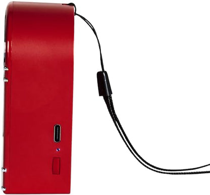 Crosley CR3046A-RE Mini Jukebox Portable Bluetooth Speaker, Red | Bluetooth In, 5 Color-Changing Light Modes, LED Lights Sync with Music, Rechargeable Lithium-Ion Battery - color: Red
