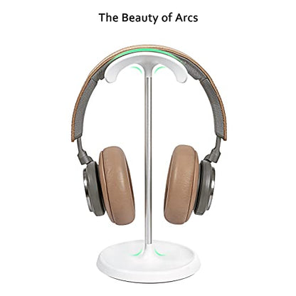 Headphone Stand, Curved Headset Stand with Storage Tray, Heavy Base Gaming Headset Holder for AirPods Max, AirPods, AirPods Pro, Beats, Bose, Sennheiser, Sony and More (White) - color: White