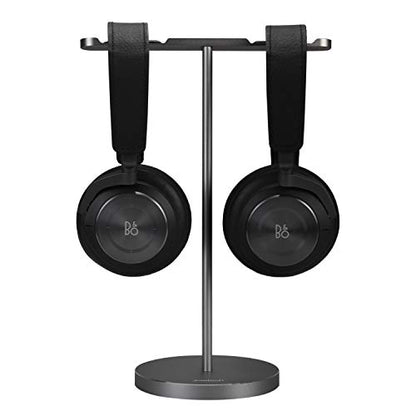 Double Headphones Stand, Aluminum Alloy Desk 3 Headsets Holder Supporting Desktop Earphone Hanger Mount Storage Rack with Heavy Base for Home and Office Display Spacegrey - color: Spacegrey