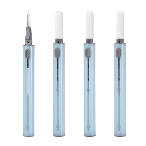 4PCS Earphone Cleaner Kit - Ultra Portable Multi-Function Cleaner Kit Soft Brush for Bluetooth Earphones Case Cleaning Tools, Sky Blue - color: Sky Blue