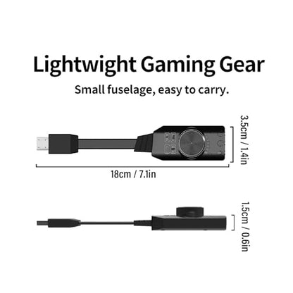 USB Sound Card 7.1 Surround Sound Adapter USB Audio Adapter External Card with Volume Control Mic Mute Game Effects for PC Laptop Desktop