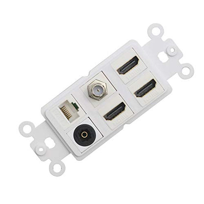 HDMI Optical Wall Plate Toslink Wall Outlet 1Pack 3xHDMI+CAT6+F+TOS | HDMI CAT6 Ethernet Coax TV F Type Keystone Jack Outlet Panel Mount