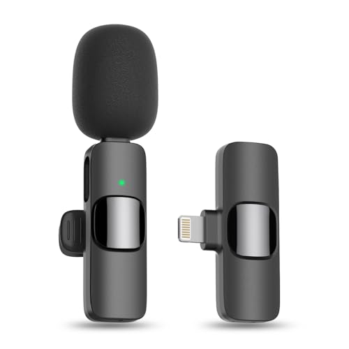MAYBESTA Bluetooth Mini Microphone for iPhone, iPad - Wireless Lavalier Lapel Mic for Video Recording - Clip on Shirt Phone Microphones for Tiktok YouTube Interview Podcast