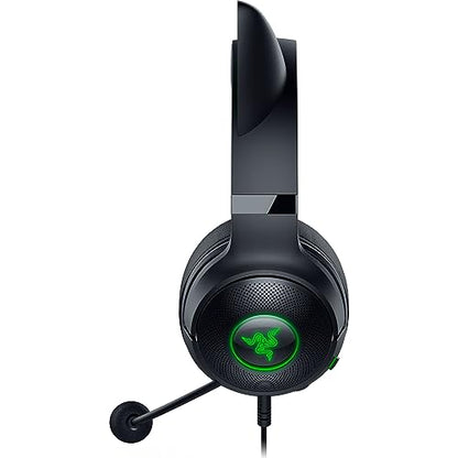 Razer Kraken Kitty V2 USB Wired Headset: Chroma RGB Kitty Ears - Stream Reactive Lighting - HyperClear Cardioid Mic - 40 mm Drivers - 7.1 Surround Sound - Comfortable Ear Cushions - Black - color: Black