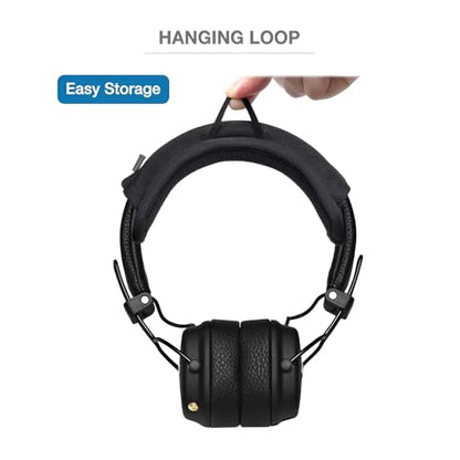 Headband Cushion Cover Compatible with Marshall Major V, Major IV, Major III, Monitor III, Monitor II Headphones, 6mm Thick Soft Cushion, No Wobble Zipper Slider, with Hanging Loop