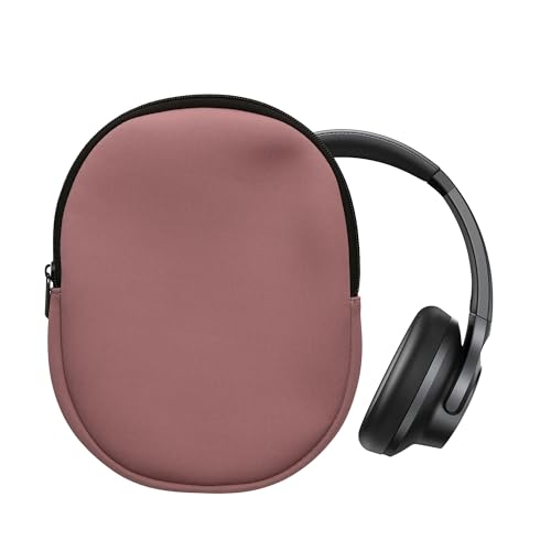 kwmobile Neoprene Headphone Case for Headset/Overear Headphone Cover – Over-Ear Headset Storage Pouch - Soft Travel Carry Bag Dark Rose - color: Dark Rose