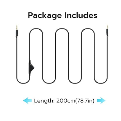 Wigearss 2M 6.5 Feet Replacement Headset Cable - Black - color: Black