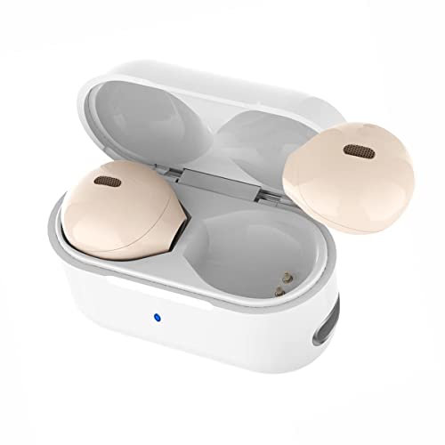 Mini Wireless Bluetooth Earbuds with Microphone,Invisible Bluetooth Headphones for Women and Small Ears with Touch Control, IPX5 Waterprof, Battery Case(Beige) - color: Beige