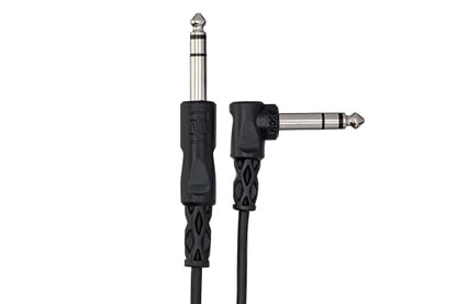 Hosa CSS-103R 1/4 Inch TRS to Right-angle1/4 Inch TRS Balanced Interconnect Cable, 3 Feet