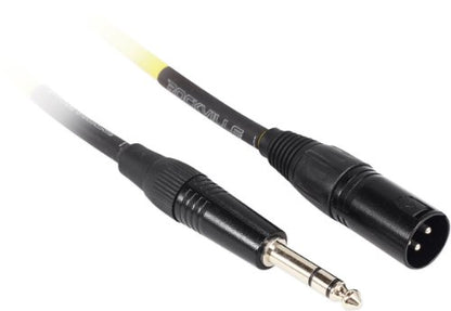 Rockville RCXMB1.5Y Yellow 1.5' Male REAN XLR to 1/4" TRS Cable, 100% Copper - color: Yellow
