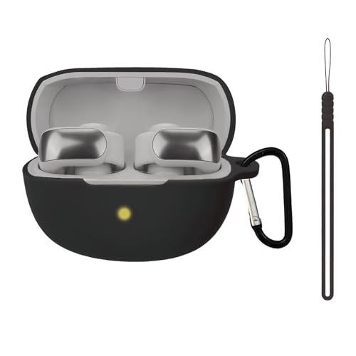 Silicone case for The New Bose Ultra Open Earbuds 2024, Shockproof case for Bose Ultra Open Earbuds 2024 with Carabiner and Wrist Strap. (Black) - color: Black