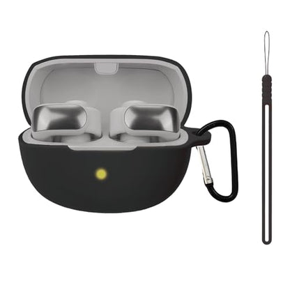 Silicone case for The New Bose Ultra Open Earbuds 2024, Shockproof case for Bose Ultra Open Earbuds 2024 with Carabiner and Wrist Strap. (Black) - color: Black