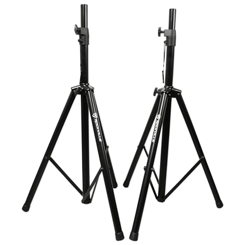 Rockville RVSS2-XLR Adjustable Speaker/Light Stands Pair with XLR Cables | Height Range 47.25"-78.75", Expandable Tripod Legs, Steel Construction, Includes 2 x 20Ft XLR Female to Male Cables