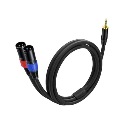 1 Pack 3.5mm TRS to 2 XLR Cable, 6.6 Foot, Unbalanced 1/8 TRS Male to Dual XLR Male, Y Splitter to Dual XLR Breakout Cable, Pure Copper and Plated Connectors for Smartphone - size: 6.6 foot, style: 3.5mm TRS to XLR male, 1 Pack