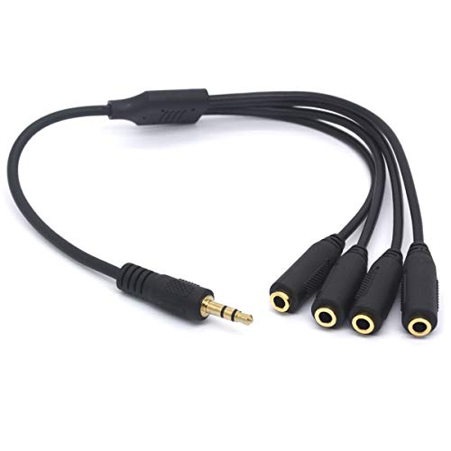 4 Way Port 3.5mm Headphone Splitter Cable (30cm) | 3.5 TRS Stereo Jack Earphone Audio Stereo Lead Cord for Mobile Phone Tablet Speaker Mic Headset Smartphone