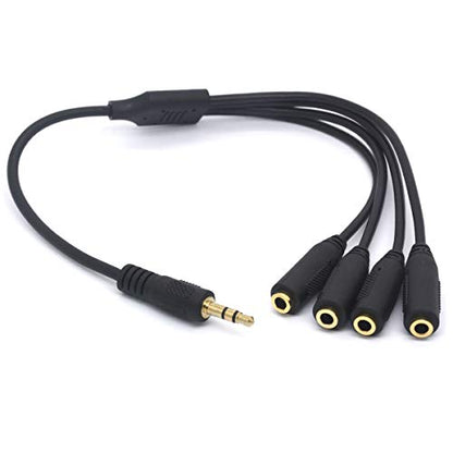 4 Way Port 3.5mm Headphone Splitter Cable (30cm) | 3.5 TRS Stereo Jack Earphone Audio Stereo Lead Cord for Mobile Phone Tablet Speaker Mic Headset Smartphone