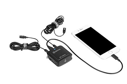 Boya BY-DM20 2-Person Digital Lavalier Microphone with Lightning, USB-C & USB Output Cables for iPhone, iPad, Smartphones, Tablets, & MAC/PC Computers, Black | Includes mixer, 2 lavaliers, USB cables and case for recording, interviews and vlogging