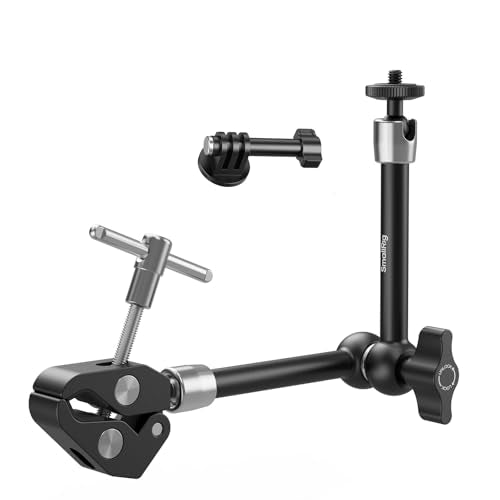 SMALLRIG Magic Arm with Super Clamp for Action Cameras, Camera Clamp Mount for GoPro Hero 13/12/11, for DJI Osmo Action 5 pro/4/3, for Insta360 Ace Pro 2, with 1/4" Screw for Monitor/LED Lights - size: 11''+action camera mount