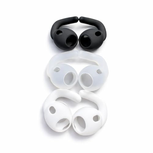 Zotech Ear Hooks for AirPods Pro 3rd Gen, Secure Anti Slip Covers, 3 Pairs, Black, White, Clear
