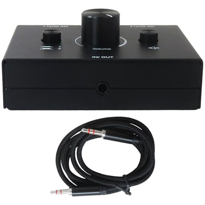 3.5mm Stereo Audio Switch Audio Switcher Speaker Headphone Manual Selector Splitter Box Audio Sharing, One-Touch Mute