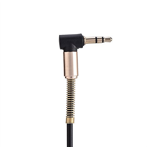3.5mm Male to Male Spring Aux Cable – 6ft Retractable Coiled o Cord with L & I Shaped GoldPlated Connectors