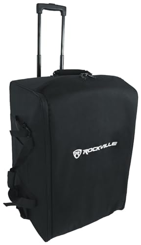 Rockville SB12 V2 Rolling Travel Bag for 12" DJ PA Speakers and Stands | Wheels and Retractable Handle, Stand Pocket, Semi-Rigid Foam Protection, Dual Lockable YKK Zippers, Water-Resistant - size: 12"