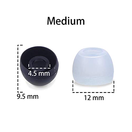 20 Pcs Medium Silicone Earbud Cap Tip Cover Replacement - 10 Black, 10 Clear Title