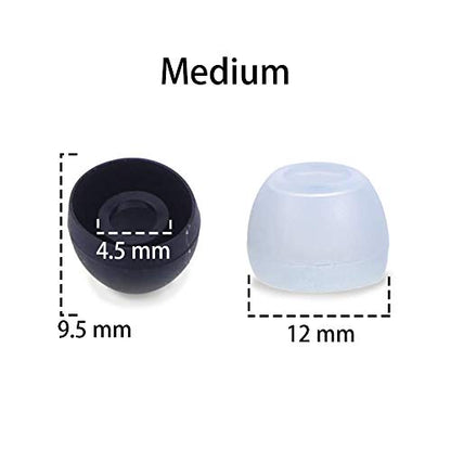 20 Pcs Medium Silicone Earbud Cap Tip Cover Replacement - 10 Black, 10 Clear Title