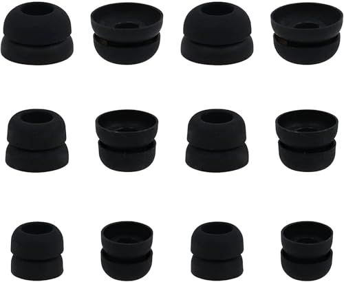 Double Flange Ear Tips Compatible with Most in-Ear Earbuds, S/M/L 3 Sizes 6 Pairs Soft Silicone Earbuds Tips, Fit for PB Pro Studio Buds Fit Pro etc., 6 Pairs Black