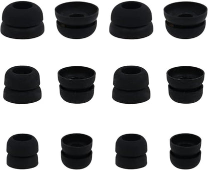 Double Flange Ear Tips Compatible with Most in-Ear Earbuds, S/M/L 3 Sizes 6 Pairs Soft Silicone Earbuds Tips, Fit for PB Pro Studio Buds Fit Pro etc., 6 Pairs Black