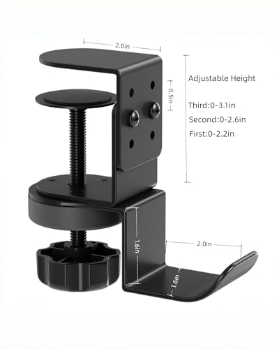 Under Desk Headphone Holder Clamp, Rotating Desk Hook, Space Saving Mount