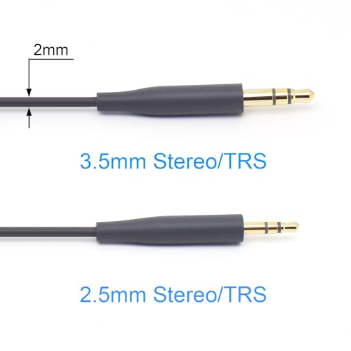 2pack 2.5mm to 3.5mm Audio Cable 3.6FT Replacement for Bose QC35 QC25 NC700 | 2pcs Grey 2.5mm Male to 3.5mm Male, Aux Cord, 1.1M, Headphone Wire Compatible with Bose QC45 QC35II QC25 NC700 Headphones