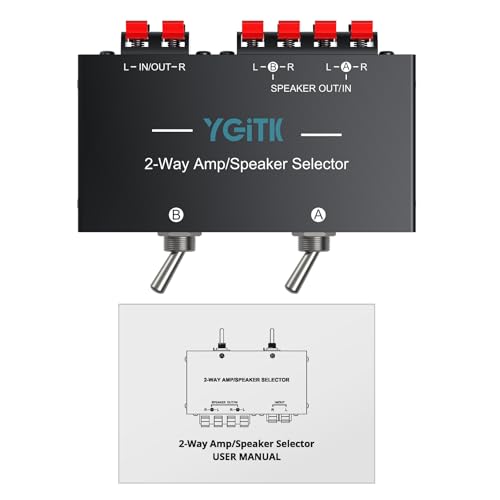 2-Zone Speaker Selector Switch Box 2-Way Amp Selector, 1/2 Speaker Switch