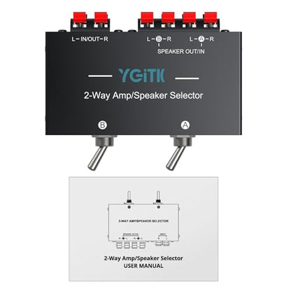 2-Zone Speaker Selector Switch Box 2-Way Amp Selector, 1/2 Speaker Switch