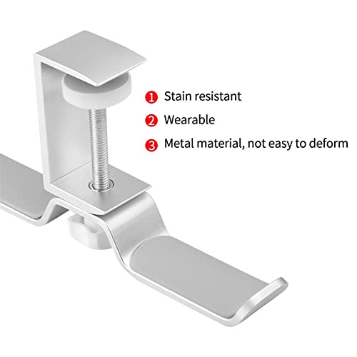 Headset Holder PC Gaming Headphone Stand, Under Desk Dual Headset Hanger Hook Holder with Adjustable and Rotating Arm Clamp, Built in Cable Clip Organizer Headphone Stands (Color : Black)