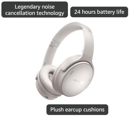 Bose QuietComfort Wireless Noise Cancelling Headphones, Bluetooth Over Ear Headphones with Up to 24 Hours of Battery Life, White Smoke (Renewed) - color: White Smoke
